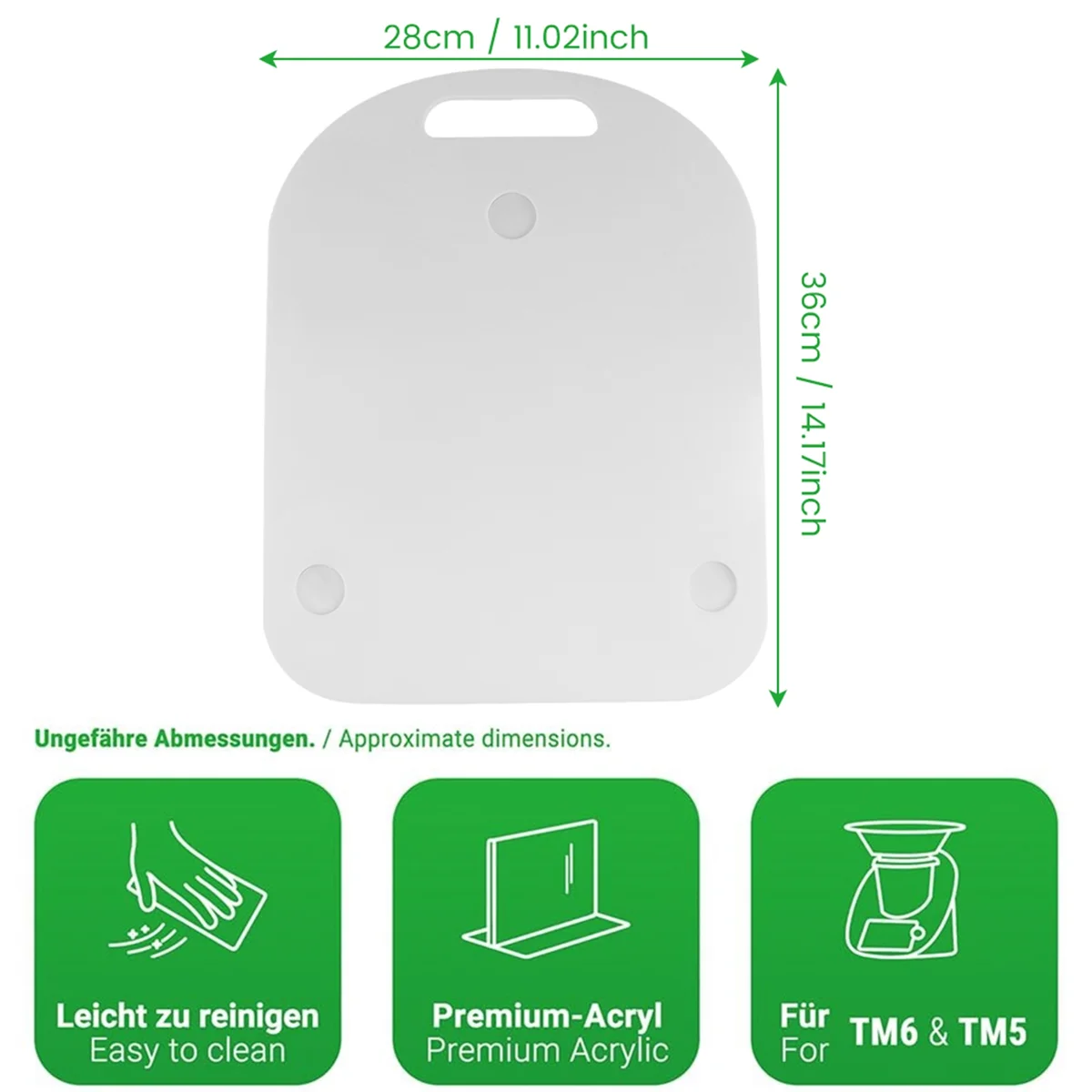 Gliding Board for Thermomix TM6 TM5 Gliders Effortless Moving Acrylic Rolling Board White