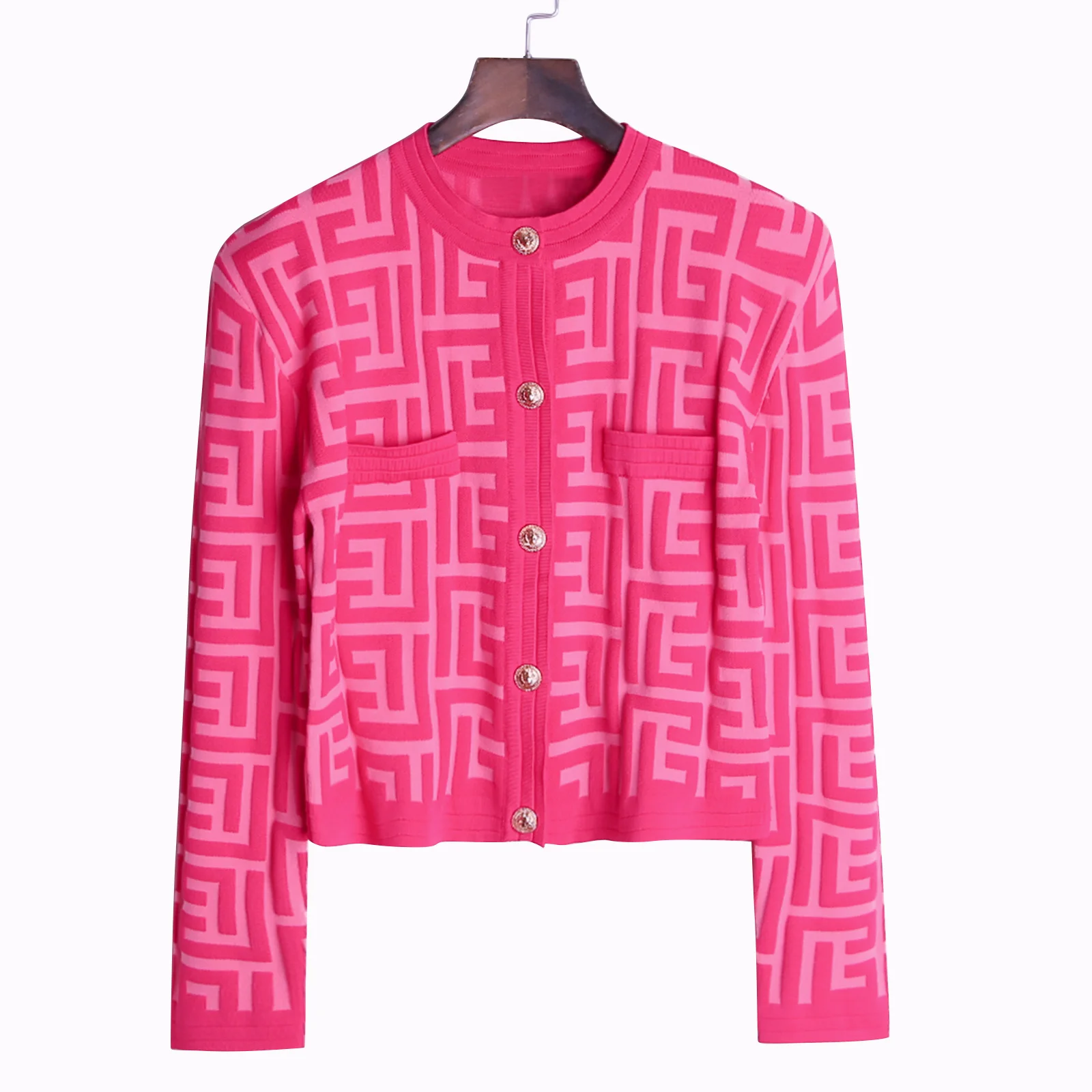 HarleyFashion New Spring Fall Bright Letter Embrodiery Women Sweater Jacket Short Coat with Shoulder