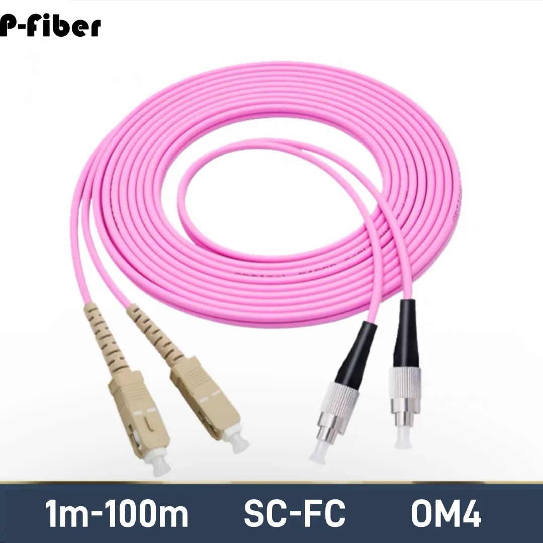 OM4 patchcord SC-FC duplex 1-100M 10 Gigabit multimode DX dual core MM optical fiber extension cable sc-lc FTTH jumper P-FIBER