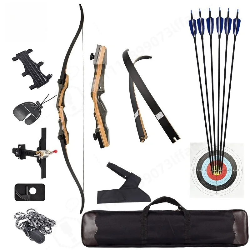 30 to 50 Pounds Wooden American Hunting Recurve Bow Complete with Quick-plug Storage Bag Outdoor Competitive Archery Equipment