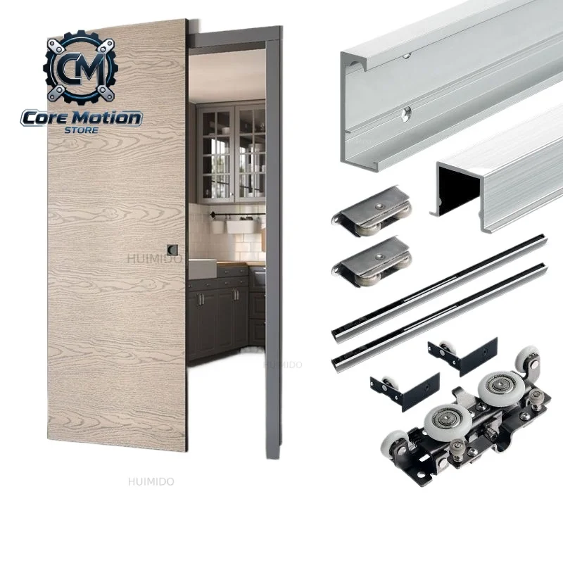 Hidden Wooden Ghost Door Track Hardware Sliding  Slide Rail Kit 80kg Load Bearing for Door Widths700mm-1200mm