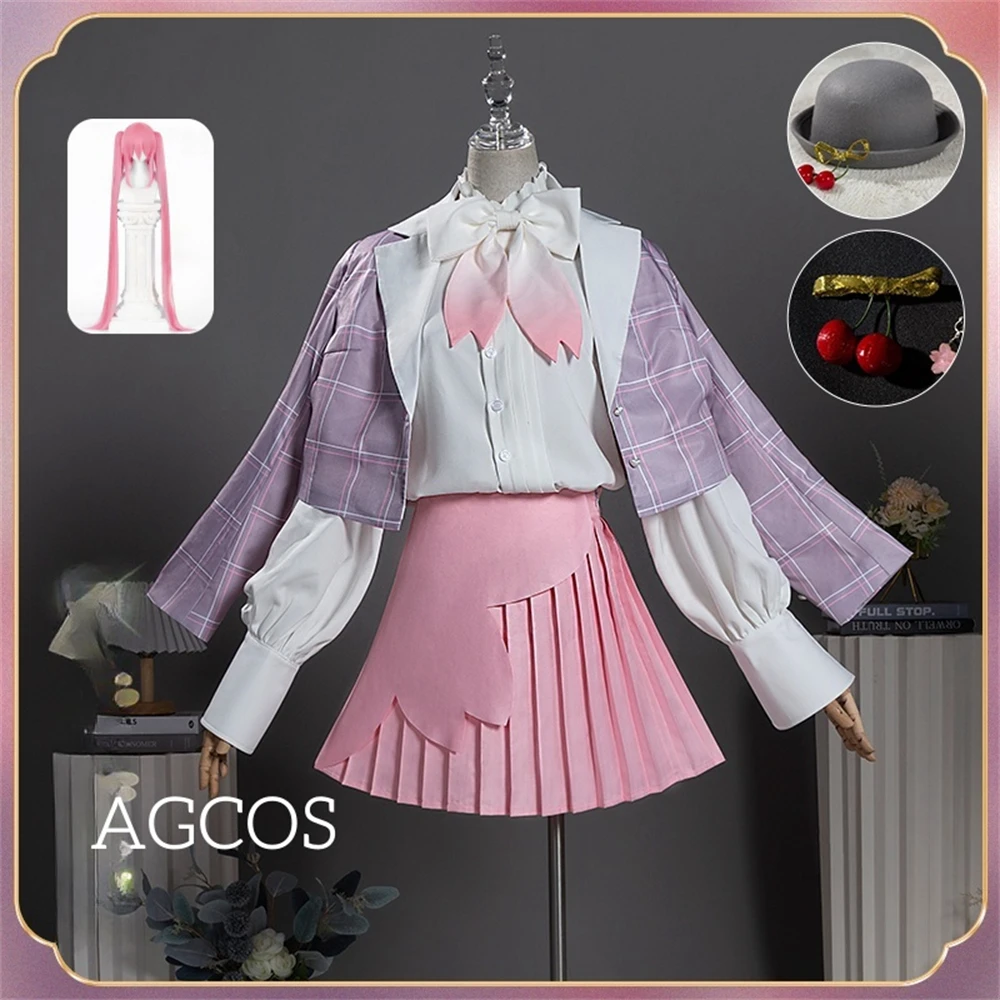 AGCOS Mikku Cosplay Sakura Mikuu Cosplay Costume Girl Christmas Roleplay Pink Dress Uniforms Mikuu Cosplay