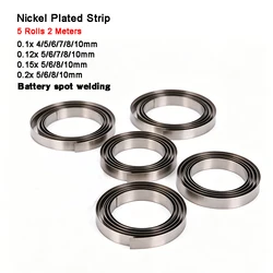 Tira de níquel de batería de acero niquelado, 2M, 0,1x4/5/6/7/8/10mm, para baterías de iones de litio 18650/21700, soldadura de níquel