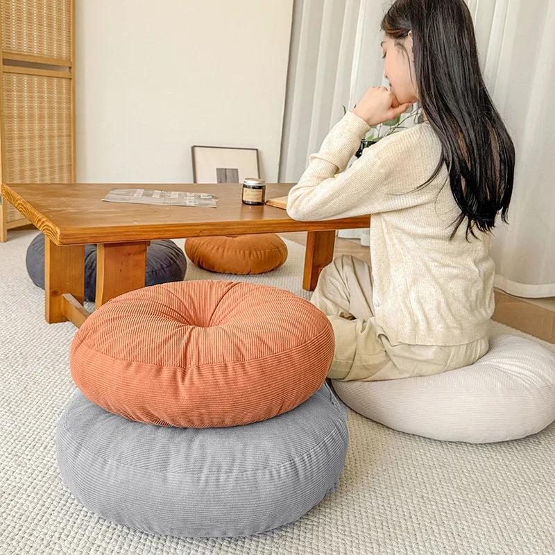 Modern Style Thick  Corduroy Ultra-Soft Round Chair Cushion/Tatami Mats, Comfortable Seating,suitable for Balcony Floors 인테리어 소품