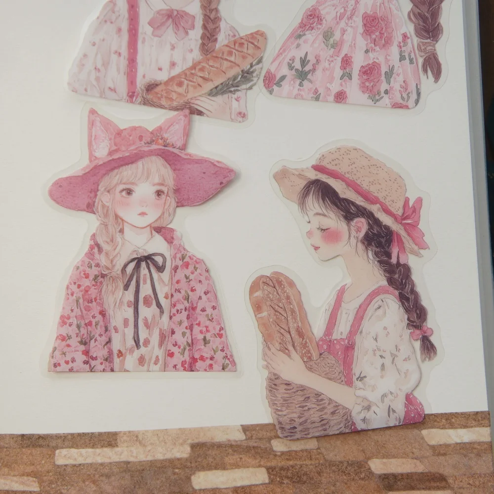 

28pcs Girl Who Likes Sweaters and Floral Patterns Style PVC Sticker Scrapbooking DIY Gift Packing Decoration Tag