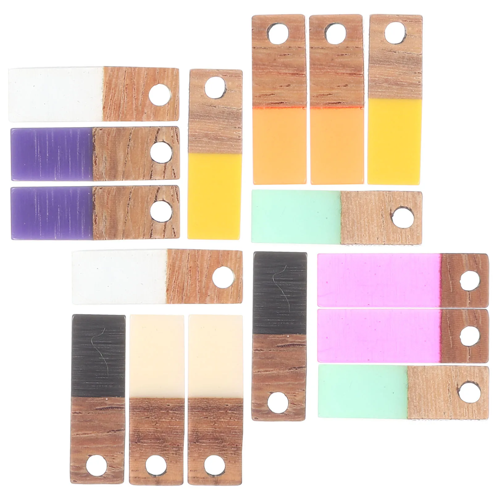 

16pcs Resin Wood Patch Pendant Rectangle Hanging Charms DIY Jewelry Making Supplies for Necklace Bracelet Keychain Light