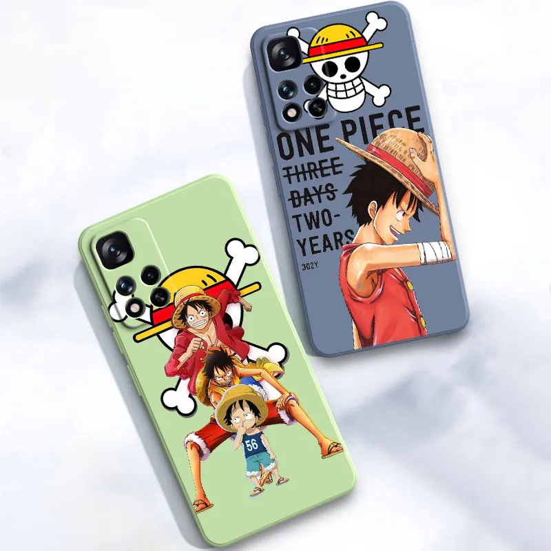 One Piece Pirate Monkey D Luffy Liquid Silicone Phone Case For Funda Xiaomi Redmi Note 12 11 Pro Plus 11T 10T 5G 10S 9S 8T Pro