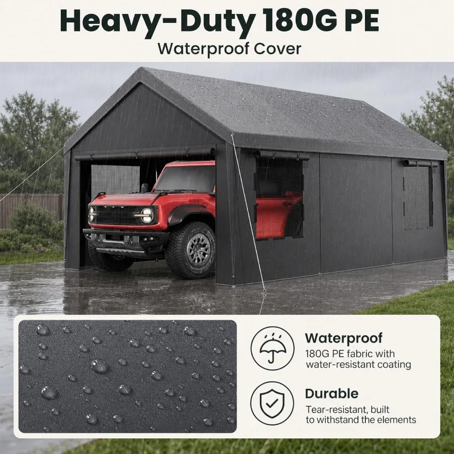 Carport Canopy and Portable Garage, 12 x 20 Feet