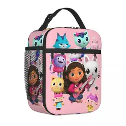 Gabbys Dollhouse Birthday Insulated Lunch Bags Thermal Bag Meal Container High Capacity Tote Lunch Box Food Handbags Picnic