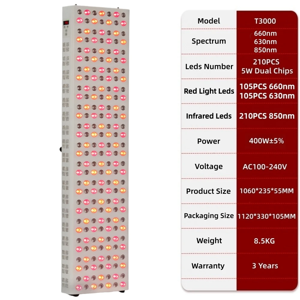 EU Stekker 630nm 660nm 850nm Near Infrared Therapie Licht LED Beauty Apparaten Dubbele chips LED Rood Licht Therapie Paneel Voor Gezicht & Lichaam