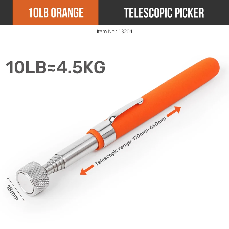 1-teiliger teleskopischer magnetischer Aufnahmestift mit einer Tragfähigkeit von 8 Pfund und einstellbarer Länge für einfaches Aufheben von Muttern und Schrauben in engen Räumen – Detail 11