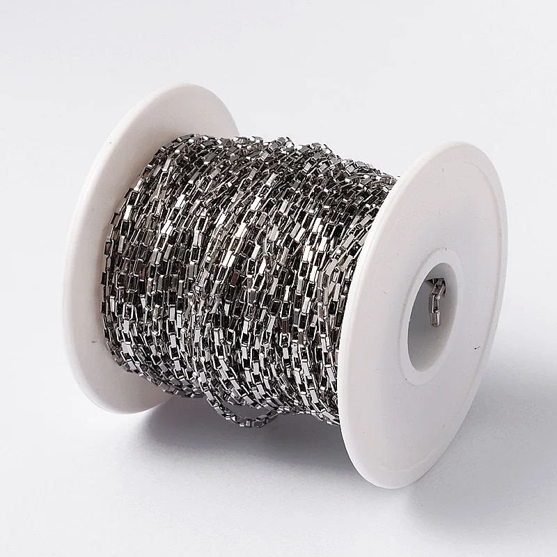 

About 10m/Roll 304 Stainless Steel Venetian Chains Box Chains for Jewelry Making Diy Necklace Bracelet Chain Supplies 4x2x1mm