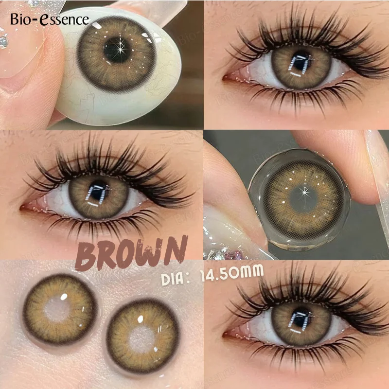 Bio-essence 2Pcs Green Contact Lenses Yearly Natural Brown Colorcon Makeup Gray Colorcon Blue Lens Eyes High Quality Soft Lens