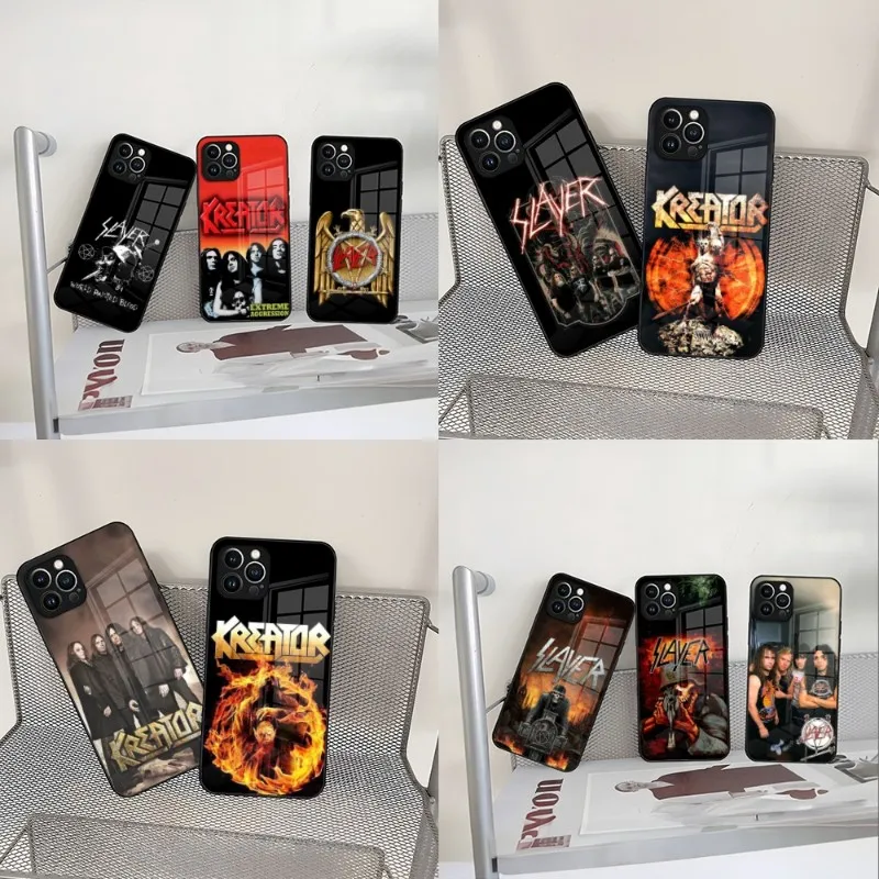 Slayer Heavy Metal Rock Band Phone Case For Iphone 15 14 13 12 11 Pro Max Mini X Xr Xs 8 Puls Glass