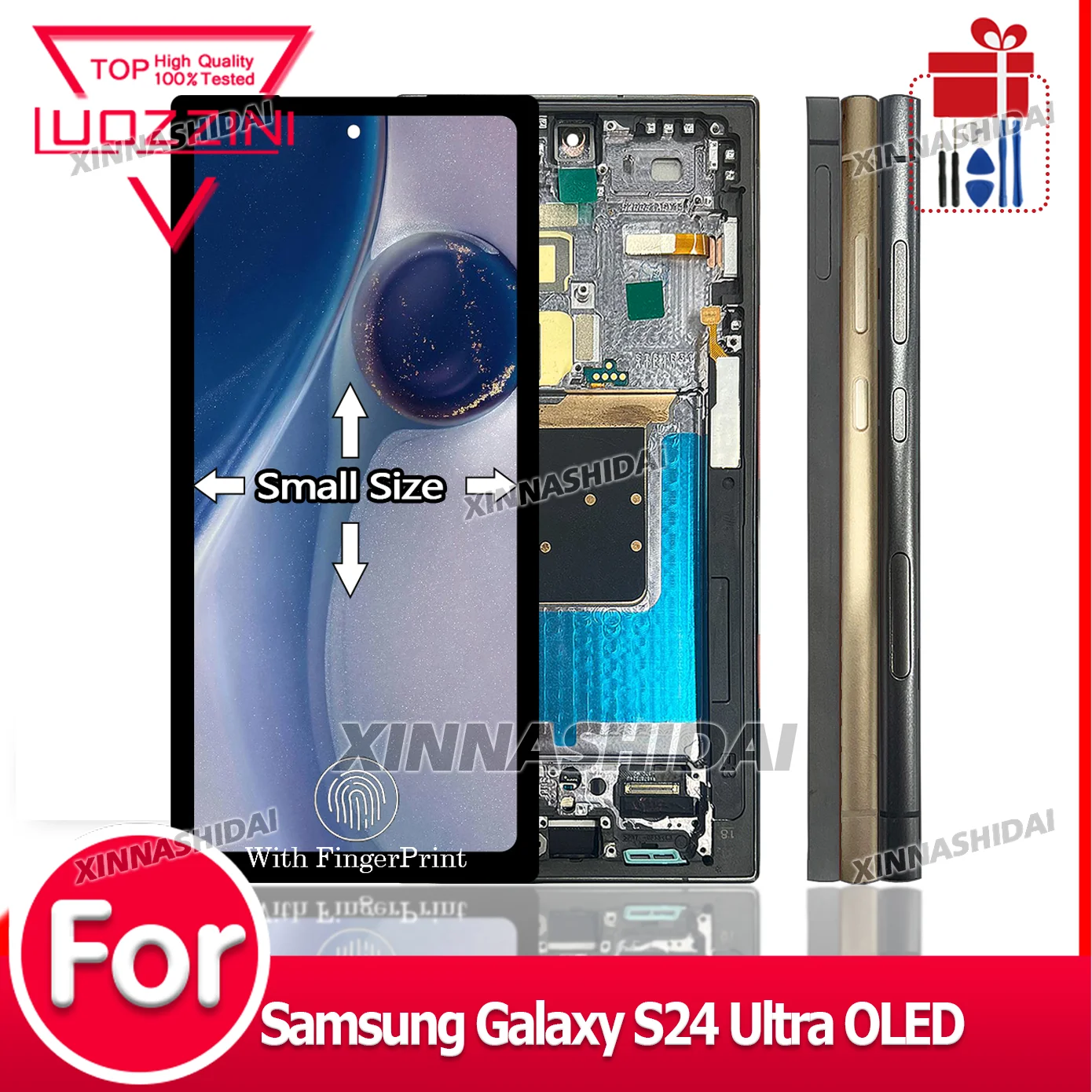 100% Tested For Samsung Galaxy S24 Ultra LCD Display Touch Screen Digitizer Small size for S928B/S928N LCD Frame Replacement