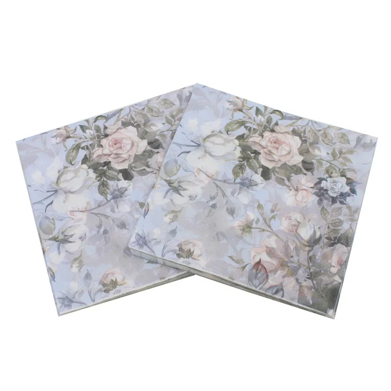 20Pcs Disposable Flower Printed Table Dinner Tissue Napkin Paper DIY Creative Handmade Wedding Party Decoration