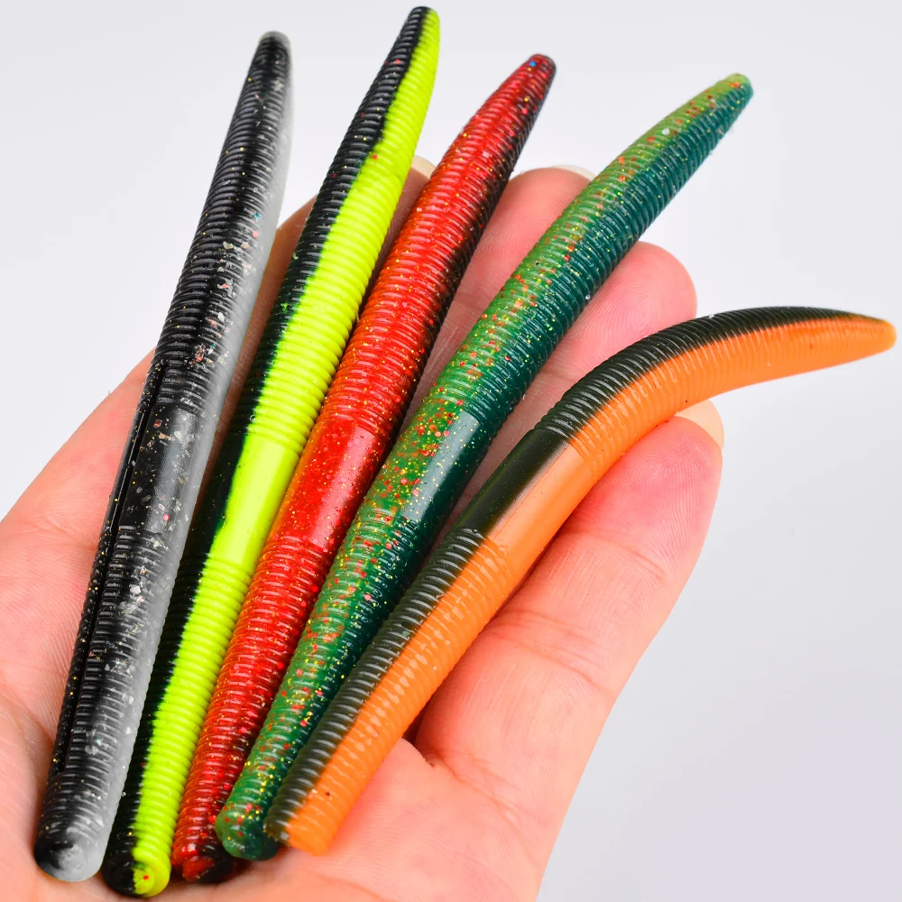 Proberos 10 Stück Wurm-Silikon-Bass-Angelköder, weicher Kunststoff-Gummi-Stickbait, Wacky für Rig-Bass-Köder, Salzwasser, Süßwasser ﻿ – Detail 6