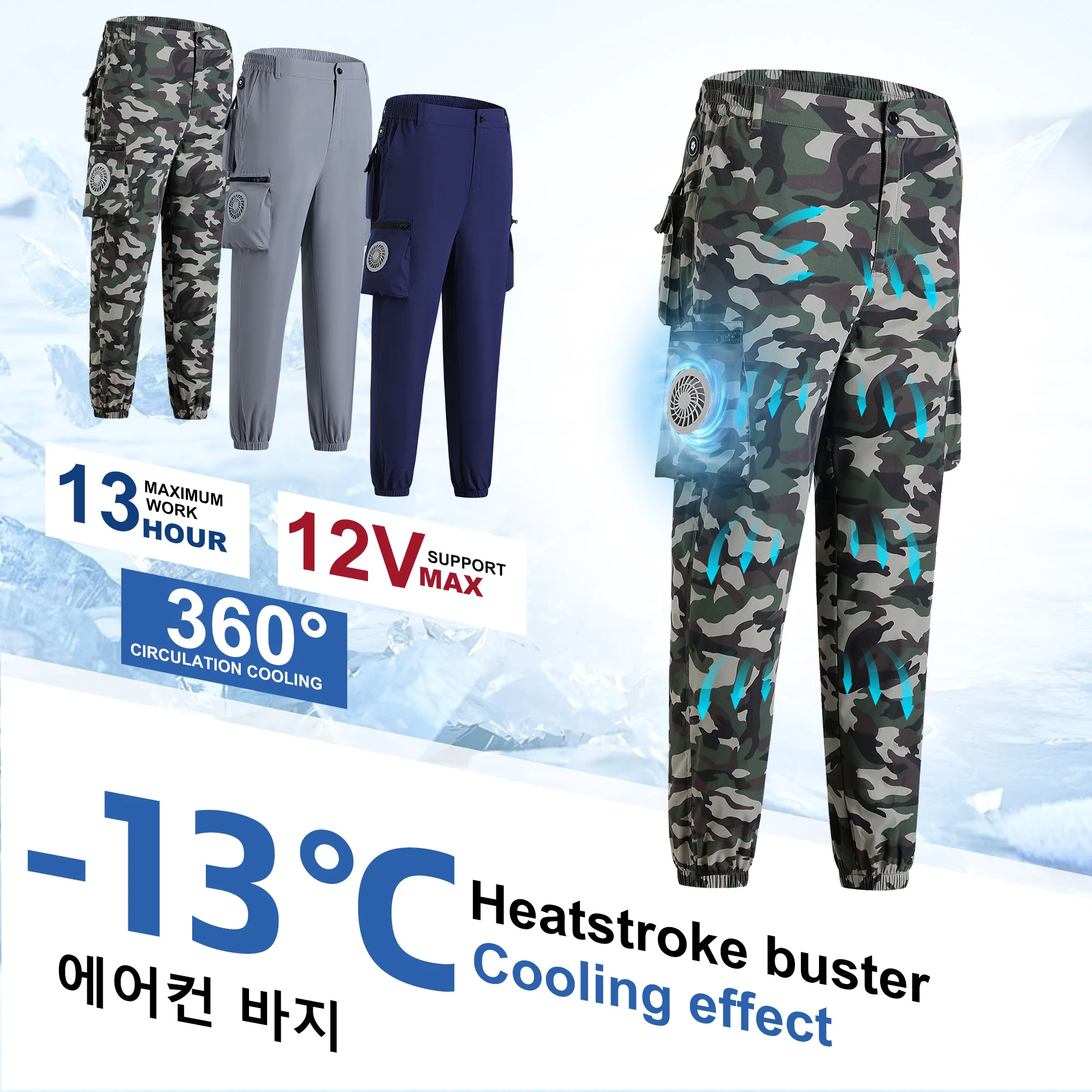 Fan Pants Cold Fishing Camping Ride Climbing Hiking Sports Fan Suit Air-Conditioning Clothes Fan Cooling Outdoor Work 
