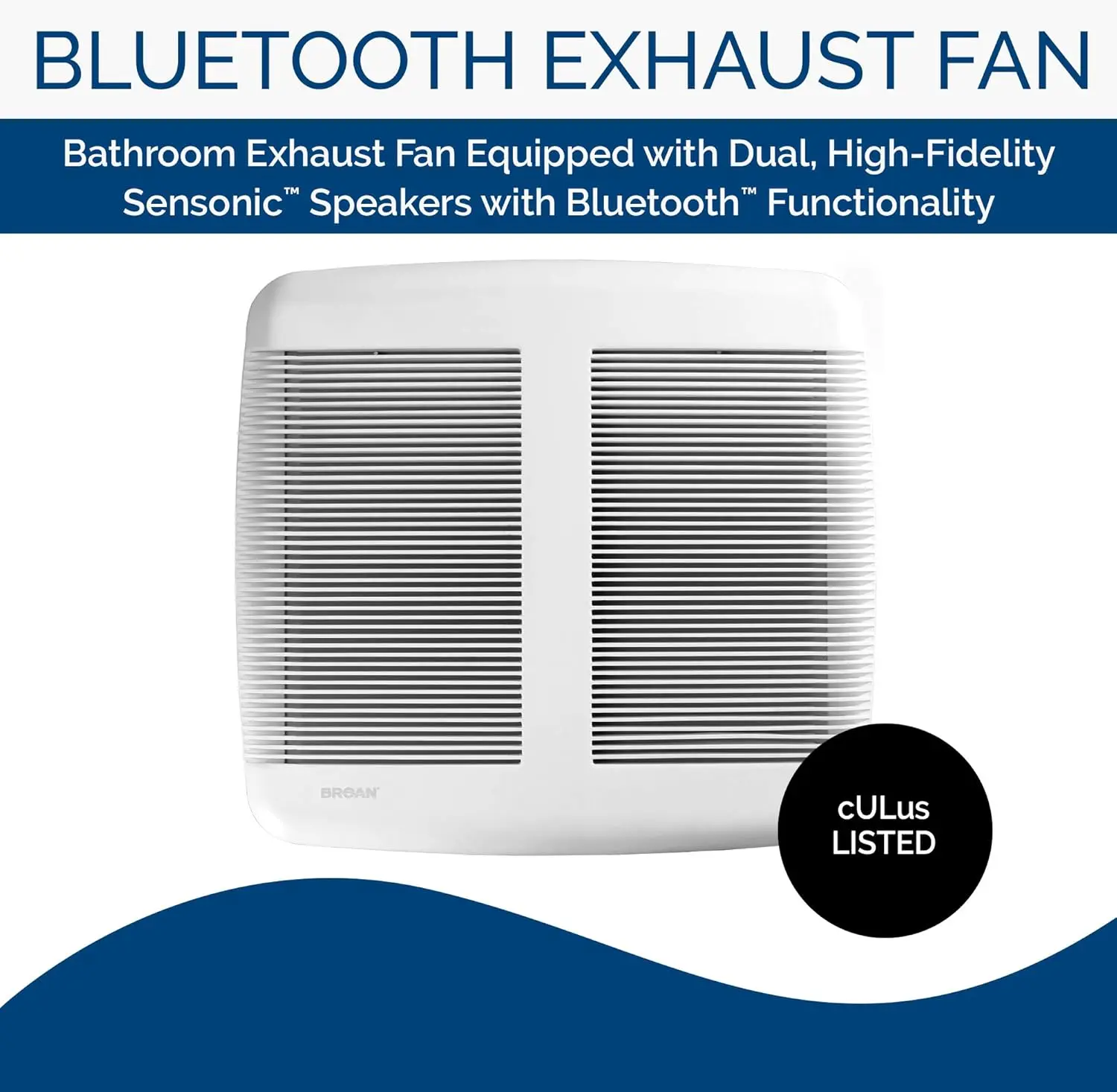 Bluetooth Speaker Ventilation Fan, ENERGY STAR Certified, 110 CFM, 1.0 Sones, White