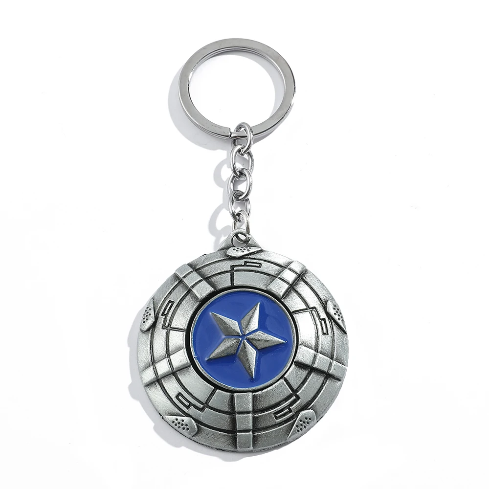 

Superhero Captain America Pendant Keychain Punk Metal U.S. Team Leader Shield Keyrings Accessories For Fans Gift
