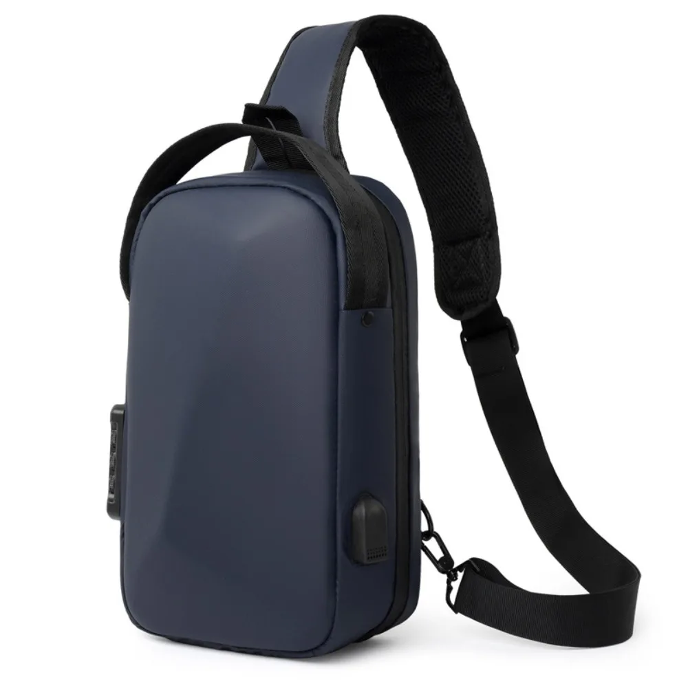 

Мужская нагрудная сумка из ткани Оксфорд, противоугонная USB-порт для зарядки, сумка-слинг с паролем, большая вместимость, регулируемый ремень