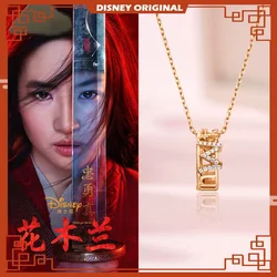 Disney Original Woman MULAN Necklaces Cartoon Zircon Pendant Copper Alloy Chain Young Lady Girl Cool Fashion New Hot Jewelry