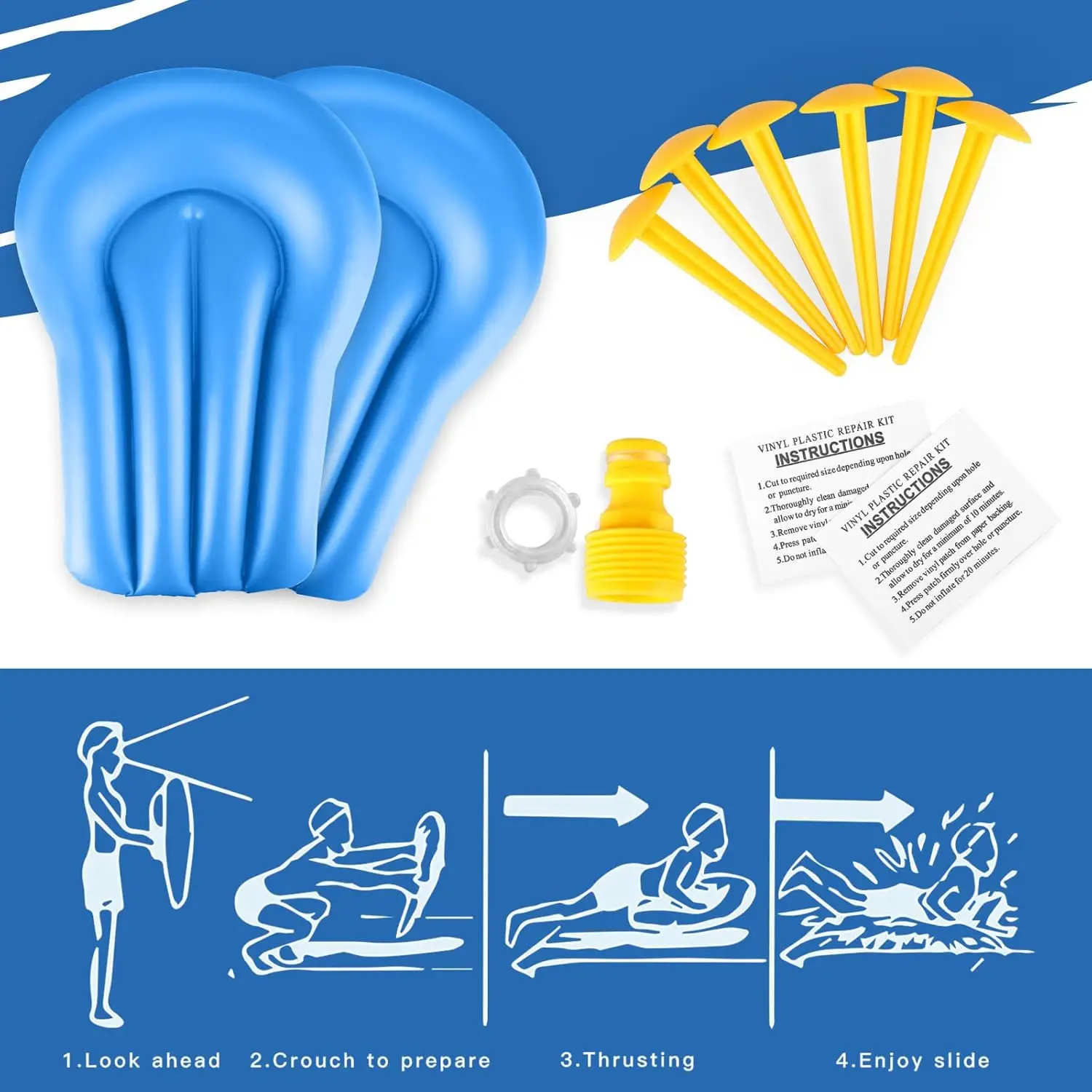 สไลด์และสไลเดอร์สนามหญ้าสไลเดอร์น้ำ2บอดี้บอร์ด20FT ลื่นและสไลด์หนักสองเลนสำหรับเด็กสนามหลังบ้านเล่นเกมพร้อมสปริงเกิล