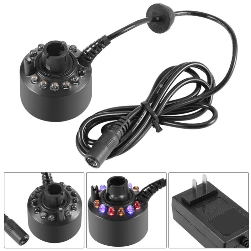 1шт 12LED красочный туманообразователь для пруда с водяным фонтаном с адаптером питания