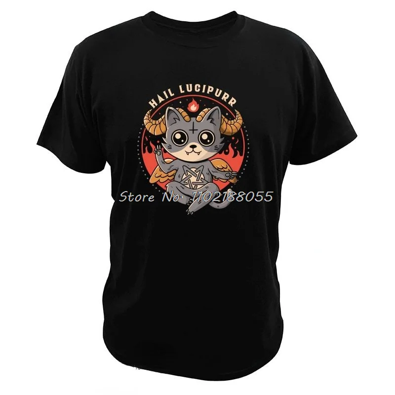 Kawaii Clothes Hail Lucipurr TShirt I Love Cats Satan Lucifer T Shirt Women Men Harajuku Cotton Tees Streetwear Oversize T-shirt