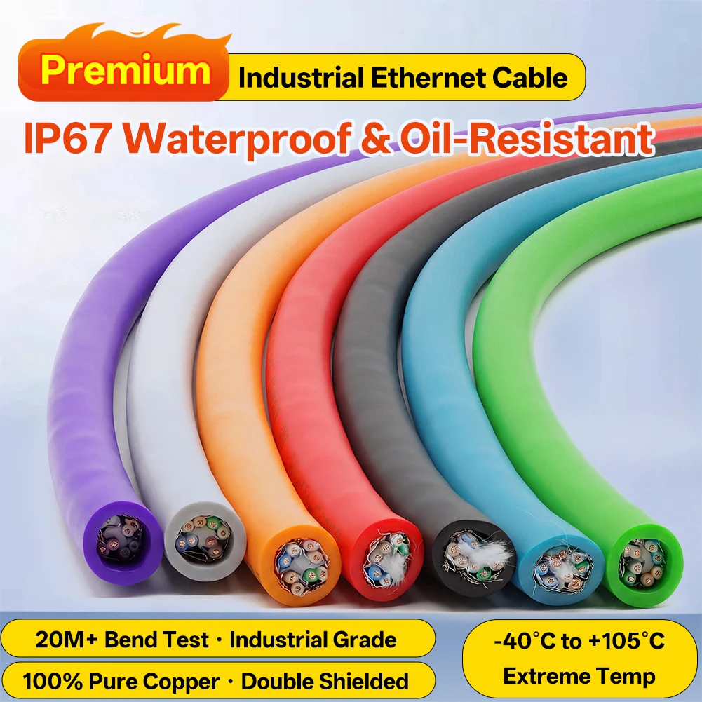 BYXGD Cat6a S/FTP Industrial Ethernet Cable 26AWG OFC Double Shielded Tinned Copper Braid Flexible PVC PUR Bulk LAN Cable