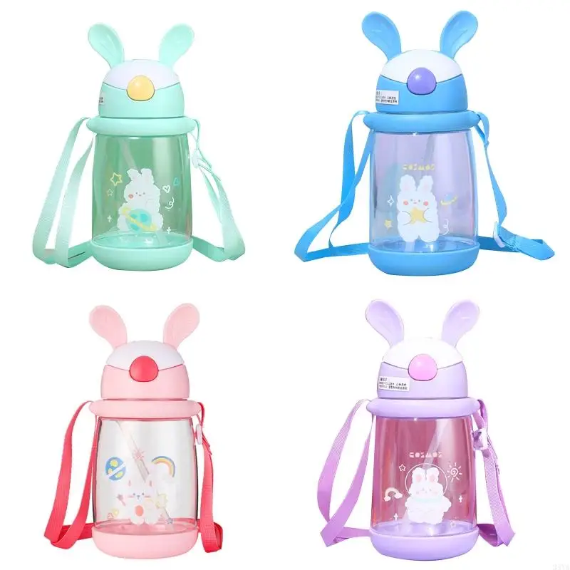 

34YA Kids Children School Drinking Water Straw Bottle Cartoon Bunny Straw Baby Cup