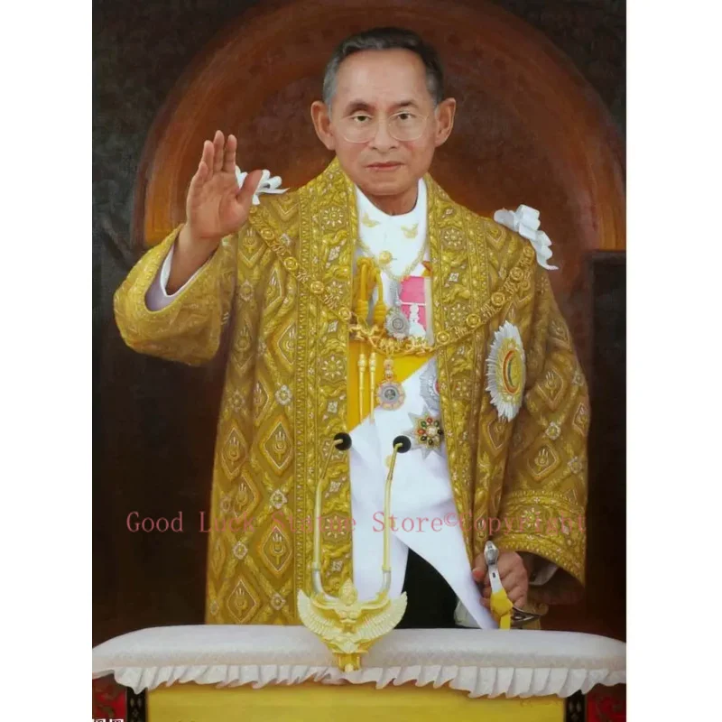 

20" inch # TOP ART -Wholesale pirce OIL painting- King of Thailand Bhumibhol ART PRINT oil painting on canvas-FREE SHIPPING