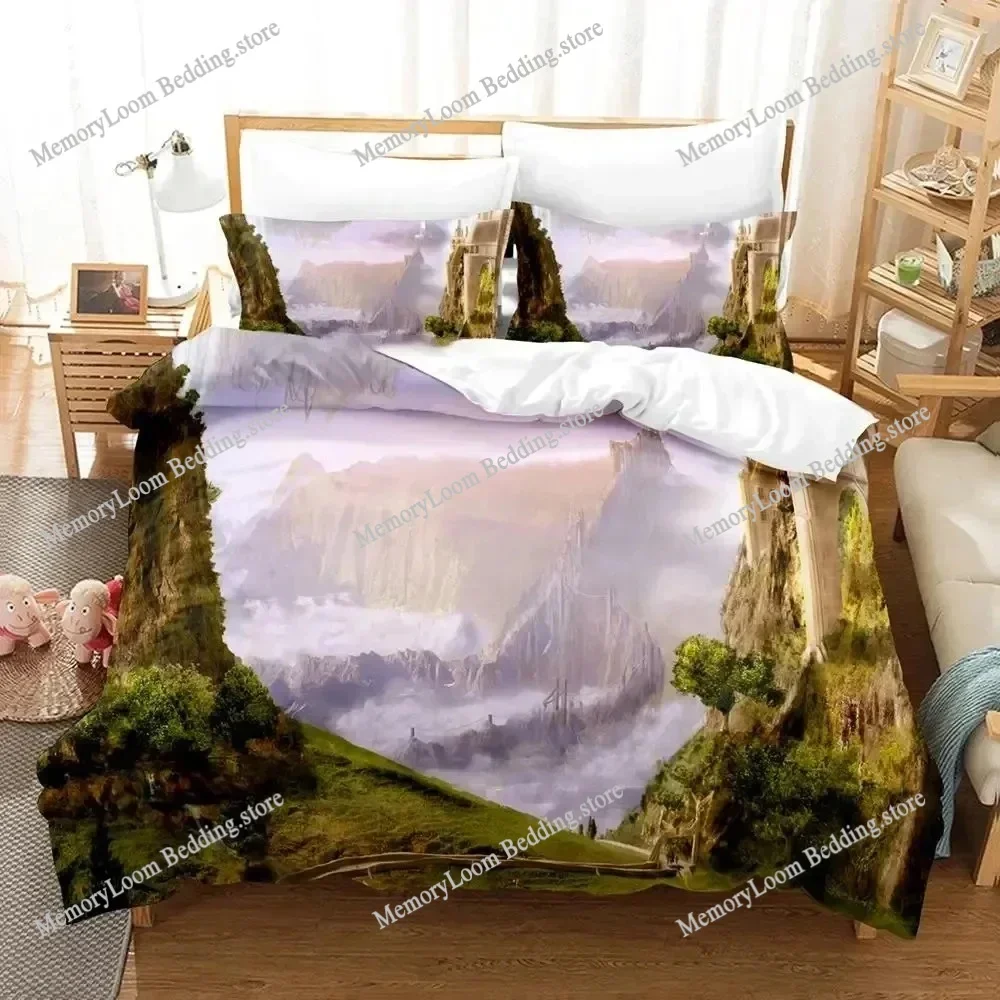 Science Fiction Enchanted Castle Bedding Set Boys Girls Twin Queen Size Duvet Cover Pillowcase Bed Kids Adult Home Textileextile