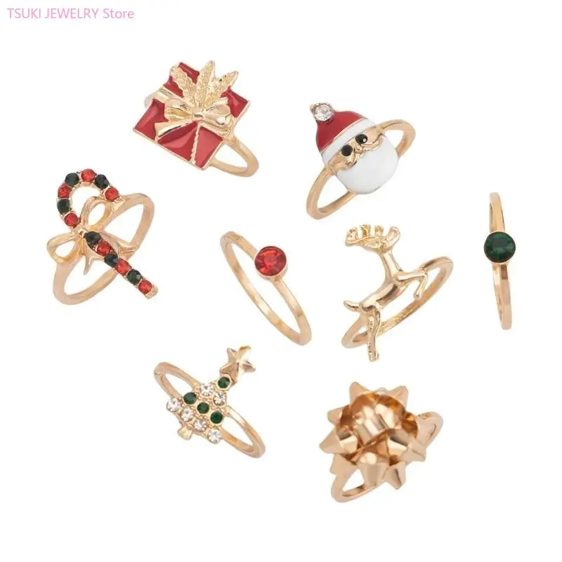 62KE Holiday Spirit Reindeer Rings Accessory Enchanting Christmas Reindeer Rings Adornment for Stylish Festive Outfits