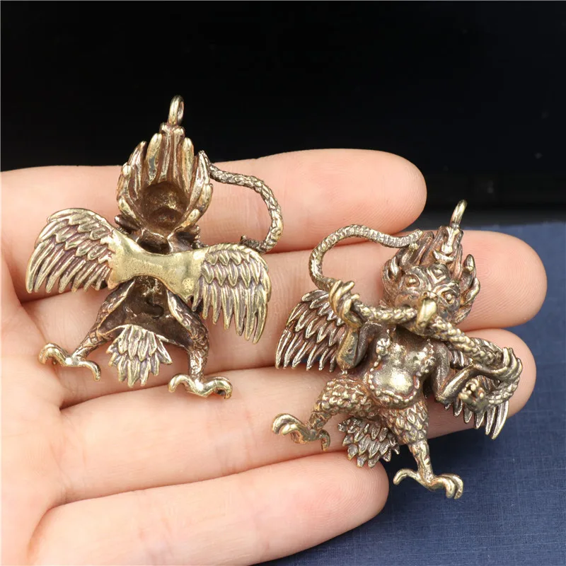 Brass Xizang Magic Tool Golden Winged Roc Pestle Key Chain Pendant Vajra Pestle Decorative Figurines Home Accessories Miniatures