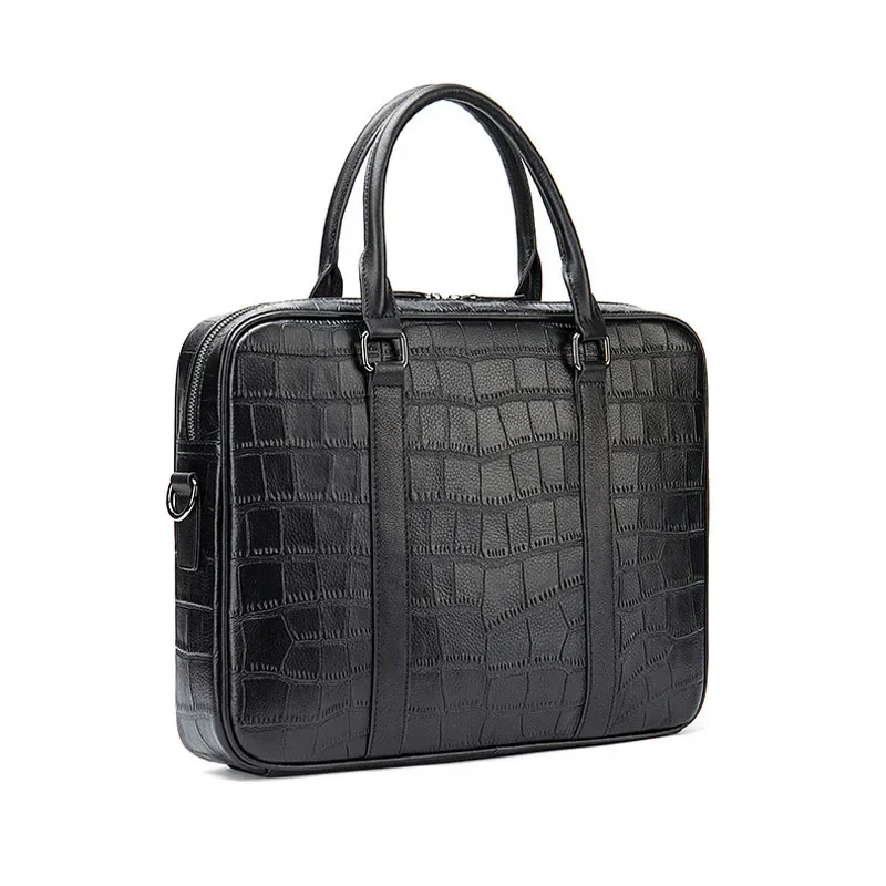 New Cow Leather 15 Inch Laptop Bags Alligator Genuine Leather Men's Briefcase Brand Crocodile Pattern Messenger Computer Bag