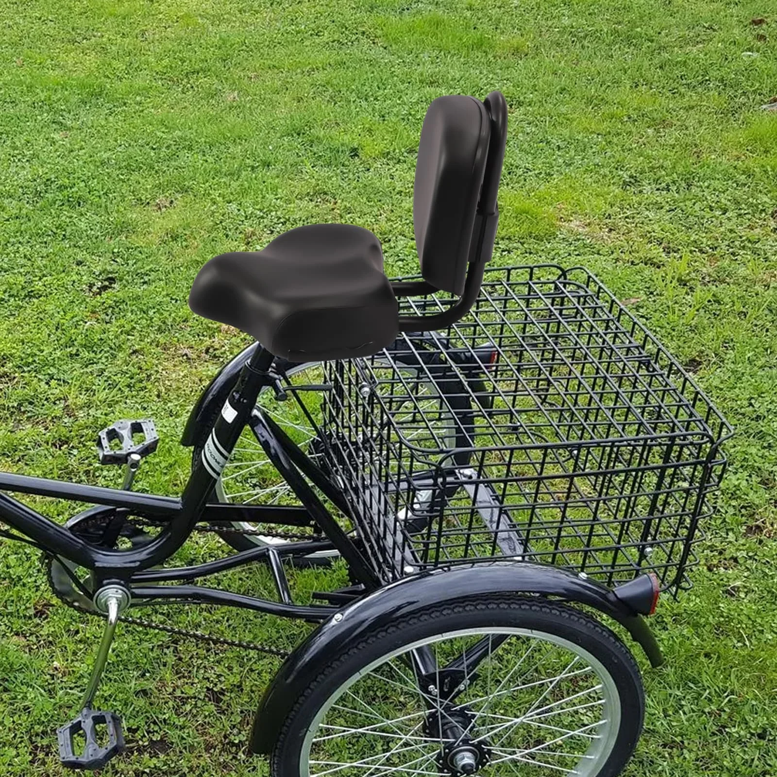 

Black Bicycle Seat with Back for Various Tricycles, Bicycles, Exercise Bikes, Etc.