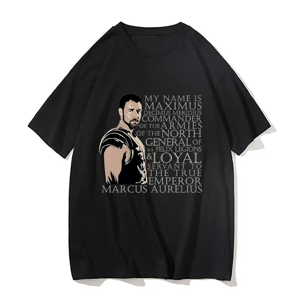 Camiseta con estampado de película de acción de gladiador, novedad de verano, camisetas de algodón para hombre y mujer, camiseta informal de moda con cuello redondo, camisetas gráficas