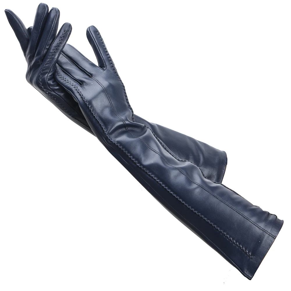 Wielokolorowe damskie rękawiczki, 50cm długie skórzane rękawiczki, skórzane rękawiczki z owczej skóry, utrzymuj ciepłe damskie zimowe gloves-2226C — zdjęcie 2