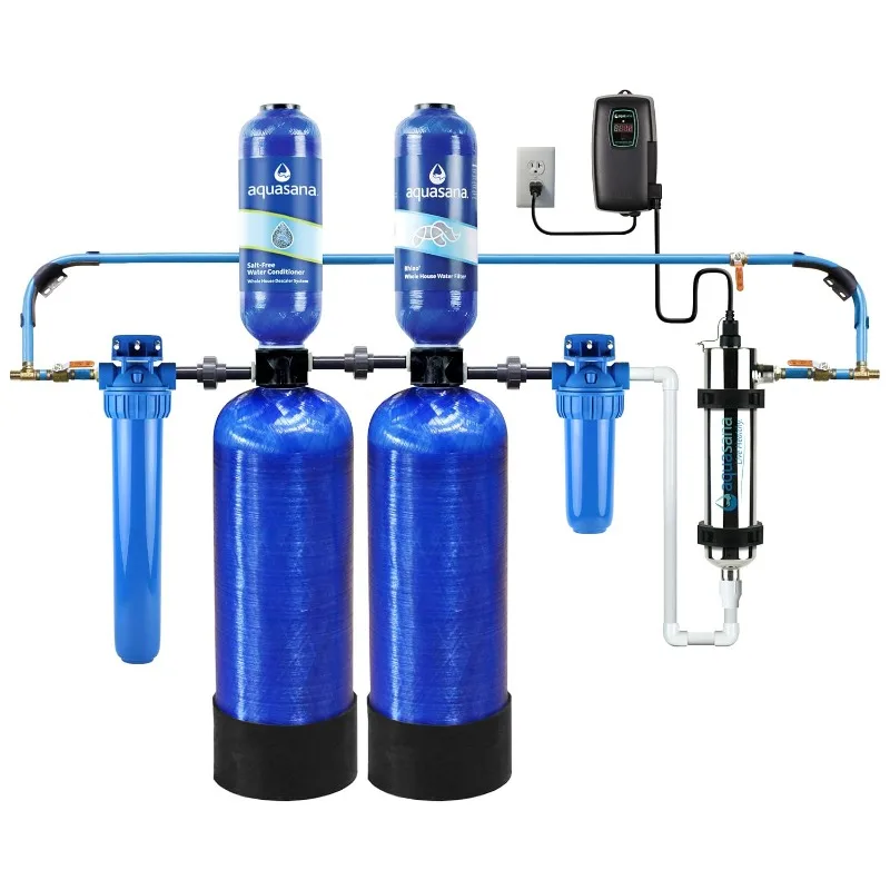 Aquasana Whole House Well Water Filter System UV Purifier Salt-Free Descaler Carbon & KDF Media Filters Sediment 97% Of Chlorine