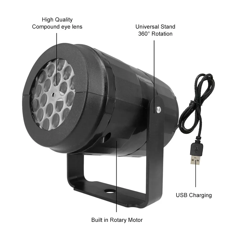 Remote Control LED Stage Light DJ Disco Light 32 Pattern Laser Projector Sound Activated Party Light USB Red Green Strobe Light