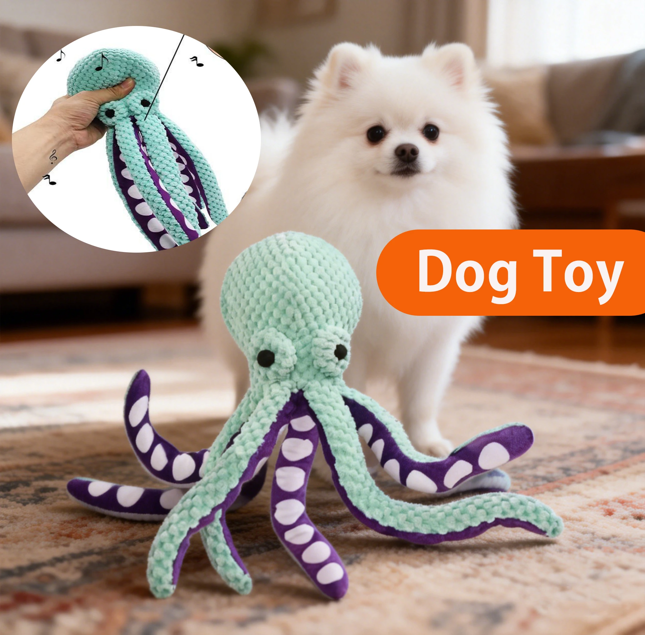 

Pet Dog Plush Octopus Toy Interactive Sound Anti-demolition Home Teeth Grinding Large and Small Dog Relieve Boredom Dog Supplies