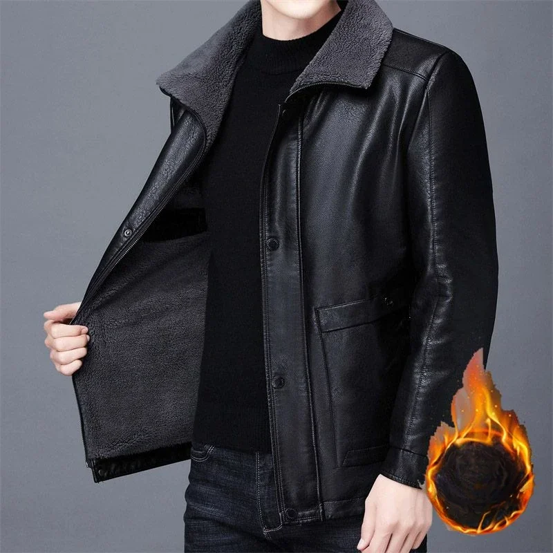 Men's Coat Winter Plus Fleece Thickened Anti-freeze Warm 2024 New Leather Clothing Men Autumn and Winter Zipper Fur One