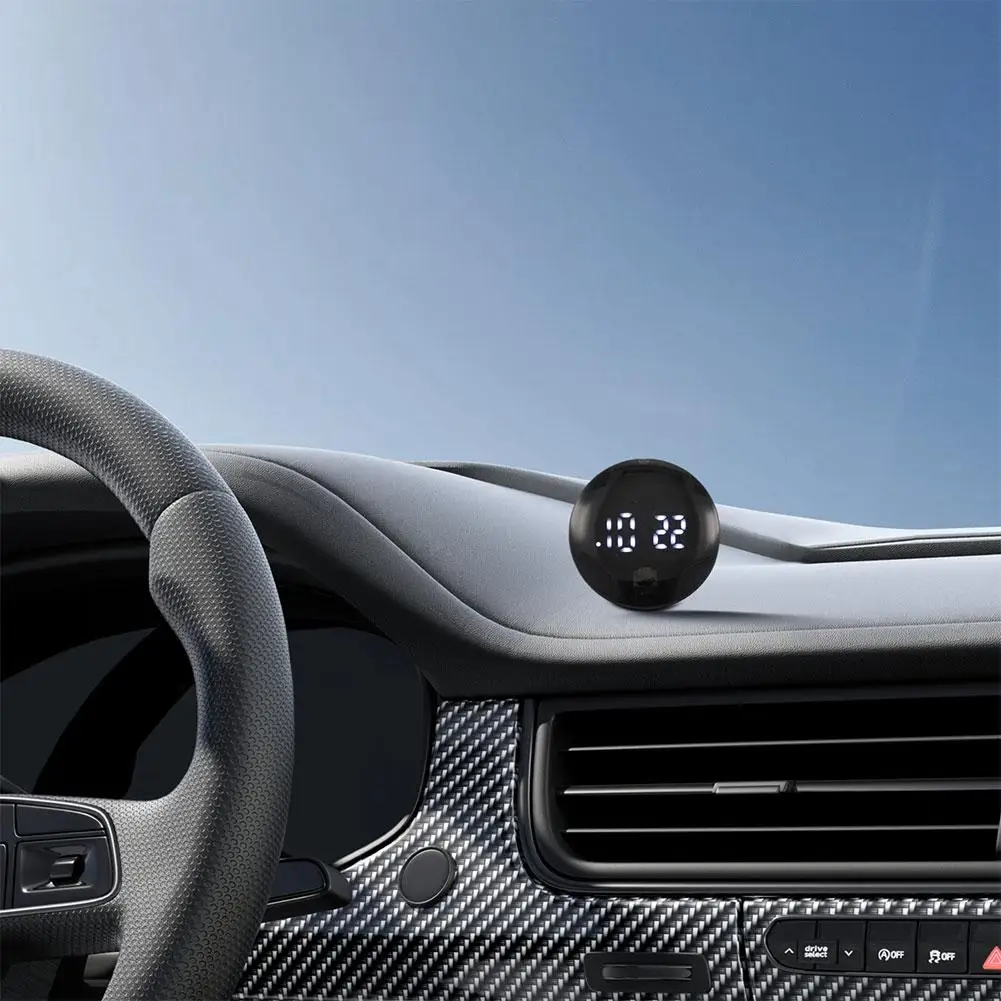 Horloge numérique de voiture à lumière blanche, cercle bleu, affichage de l'heure du tableau de bord à coller LED pour voiture, camion, bureau, maison, Mini horloge automatique ronde