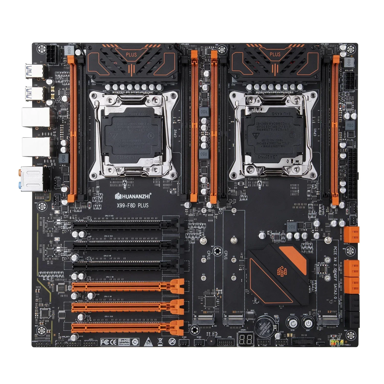 Imagem -03 - Placa-mãe Dual Cpu X99 F8d Plus Lga 20113 e5 v3 Ddr4 Recc 512gb M.2 Nvme Ngff Usb 3.0 E-atx Servidor