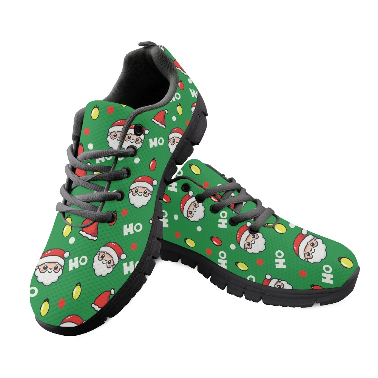 Coloranimal Santa Claus Pattern Men Cushioned Jogging Shoes for Long Standing Hospital Floor Shock-Absorbing Athletic Trainers