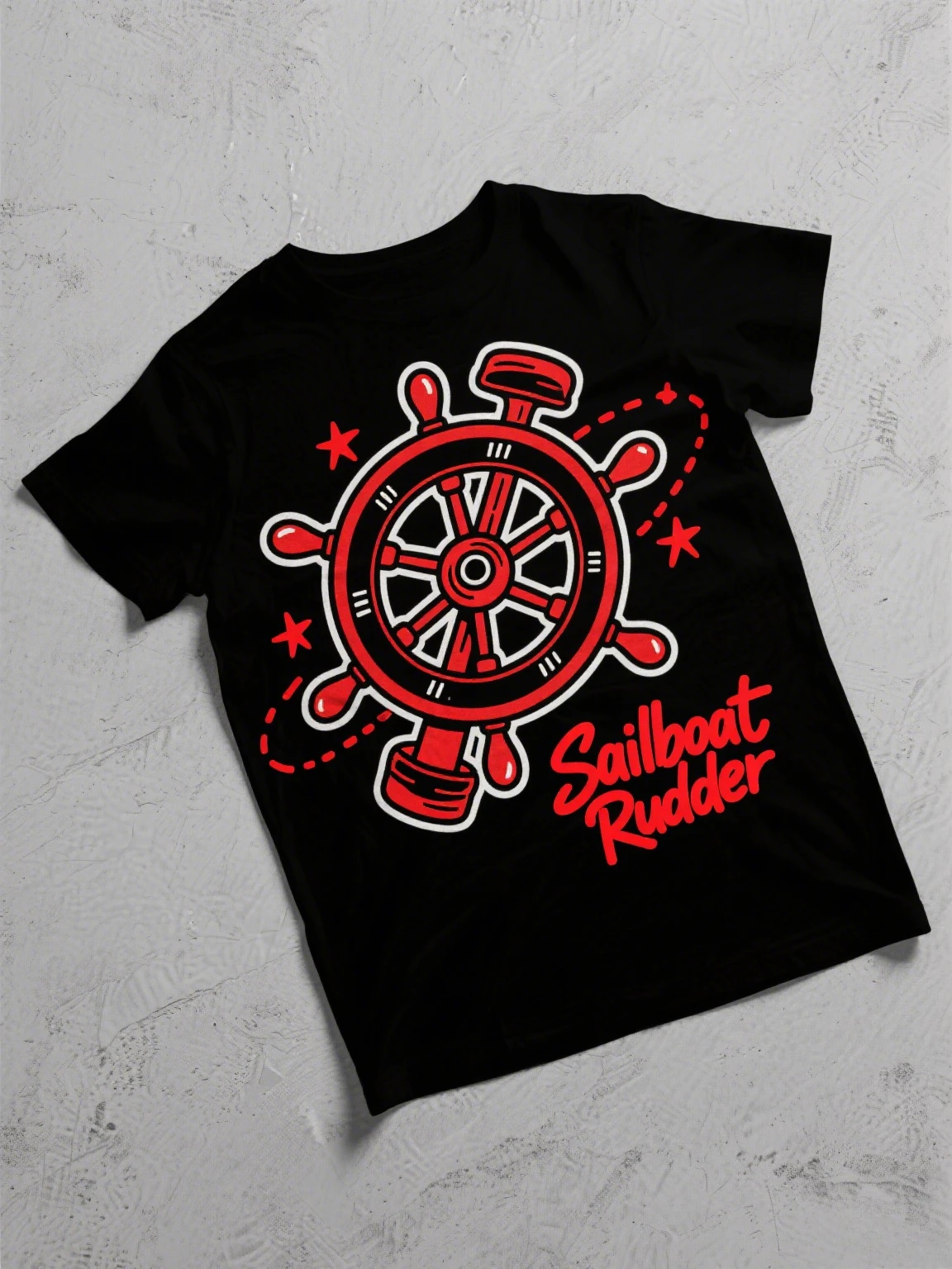 

Harajuku Goth Style Tee: Sailboat Rudder Design – Bold Cotton Wear for Maritime Rebels Large Size Versatile Comfortable T-shirt