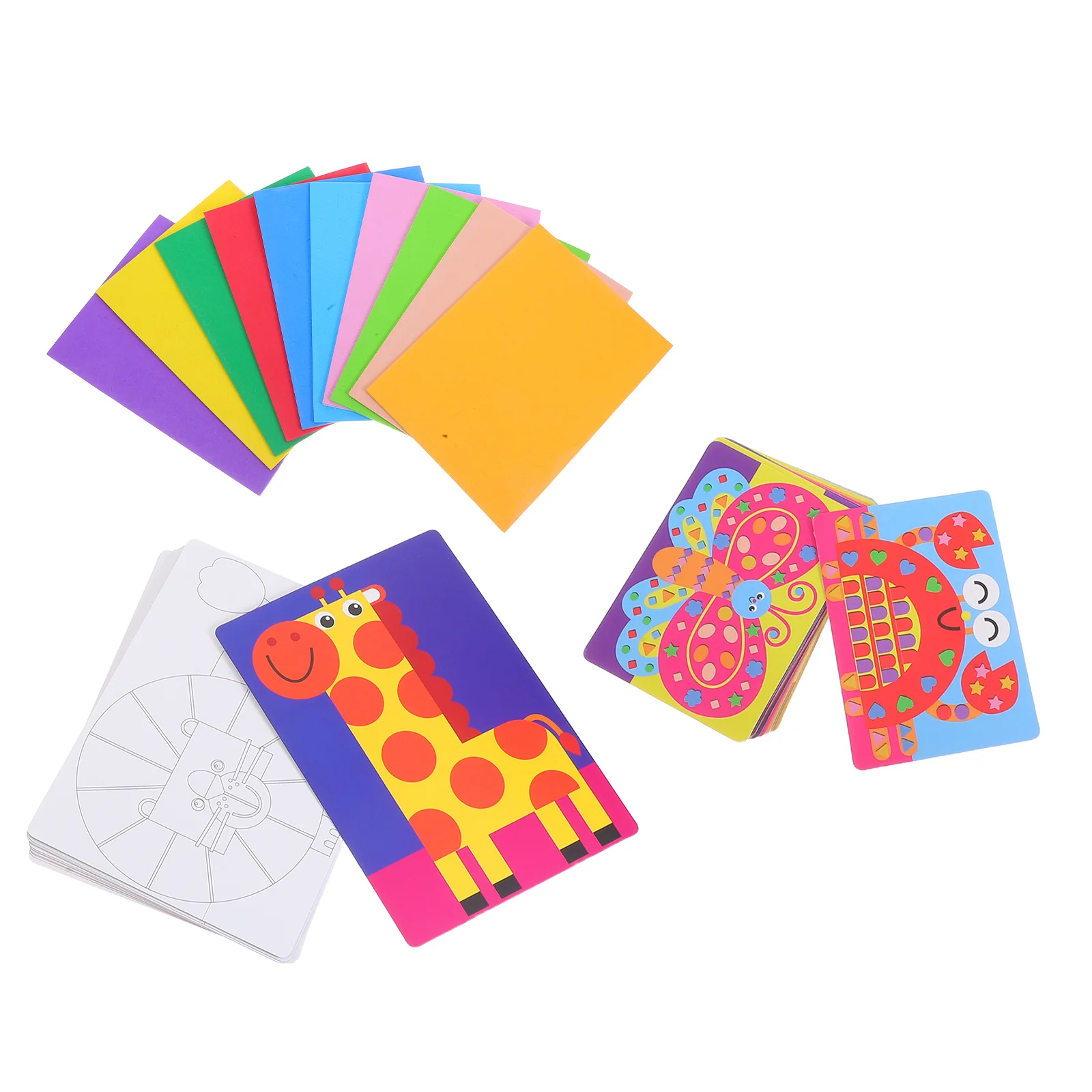 1 conjunto de adesivo de espuma eva, quebra-cabeça 3d de desenho animado, aprendizagem de animais, educação, kit de artesanato diy, materiais de atividades de arte pré-escolar