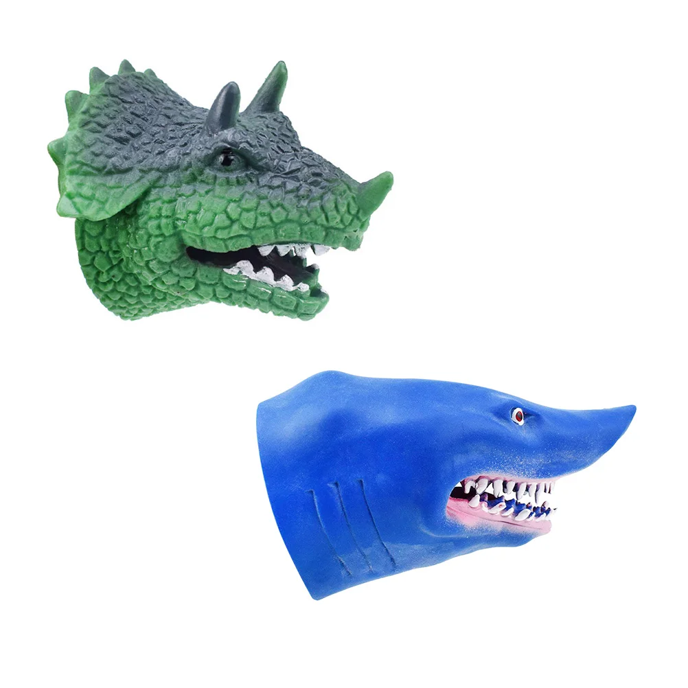 2 pçs fantoches mão para crianças brinquedo aniaml role play animal dinossauro verde pai-filho