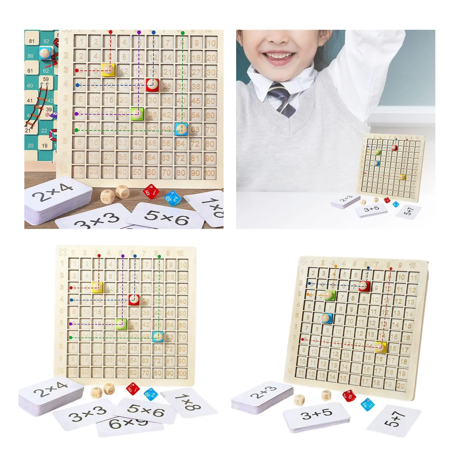 Wooden Table Math Toy Preschool Puzzle Board Game Counting Toy for Toddler